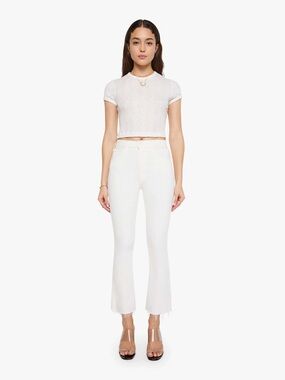 Mother Hustler Ankle Fray Fairest Of Them All White Jeans Denim Size 24